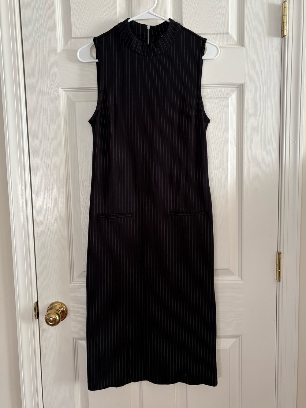 Sleeveless Black Pinstripe Dress